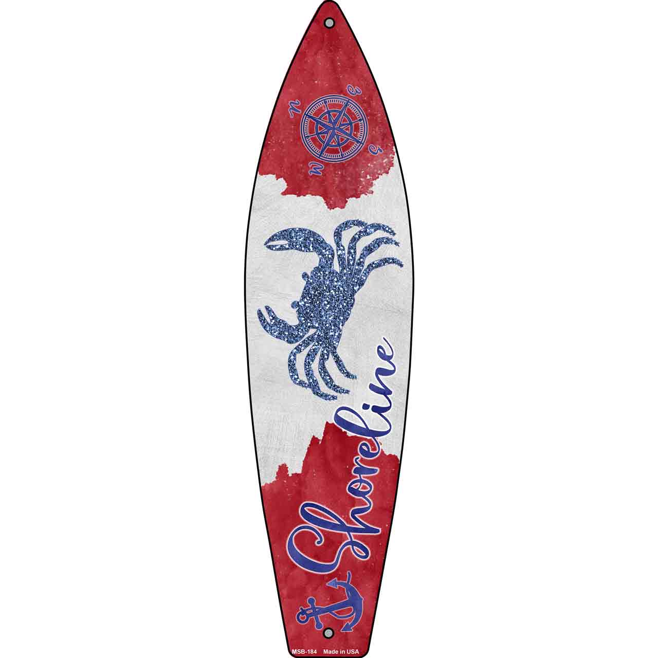Crab Shoreline Novelty Mini Metal Surfboard MSB-184