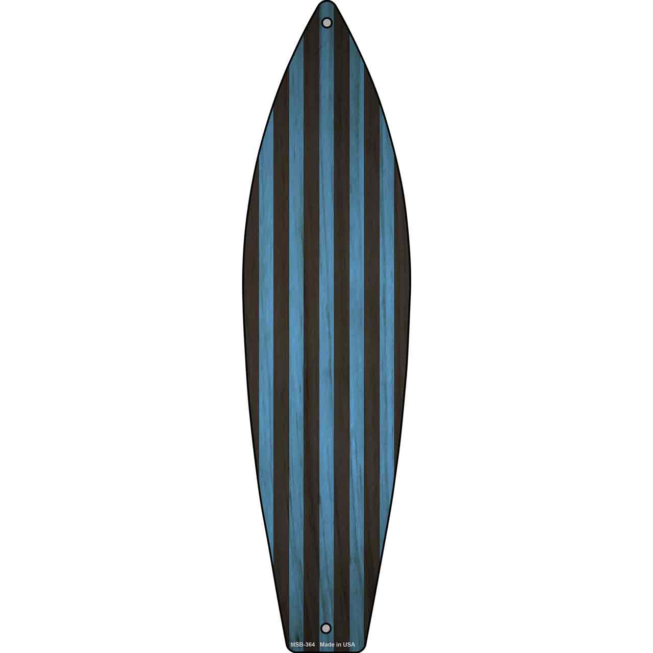 Blue And Black Striped Novelty Mini Metal Surfboard Sign MSB-364