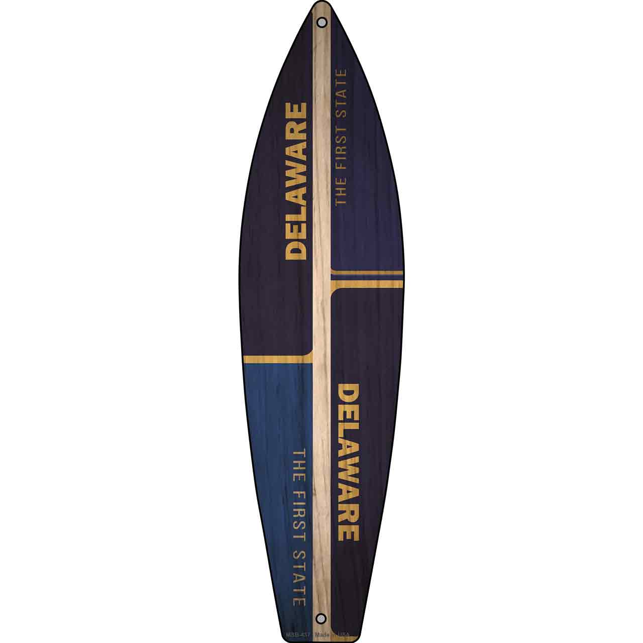 Delaware License Plate Design Novelty Mini Metal Surfboard MSB-437