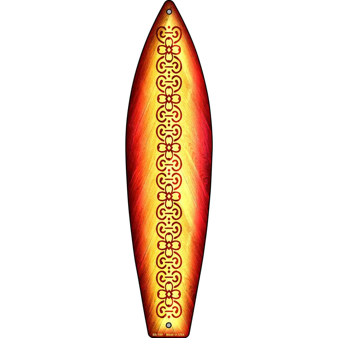 Red and Orange Tribal Design Novelty Metal Surfboard Sign SB-199