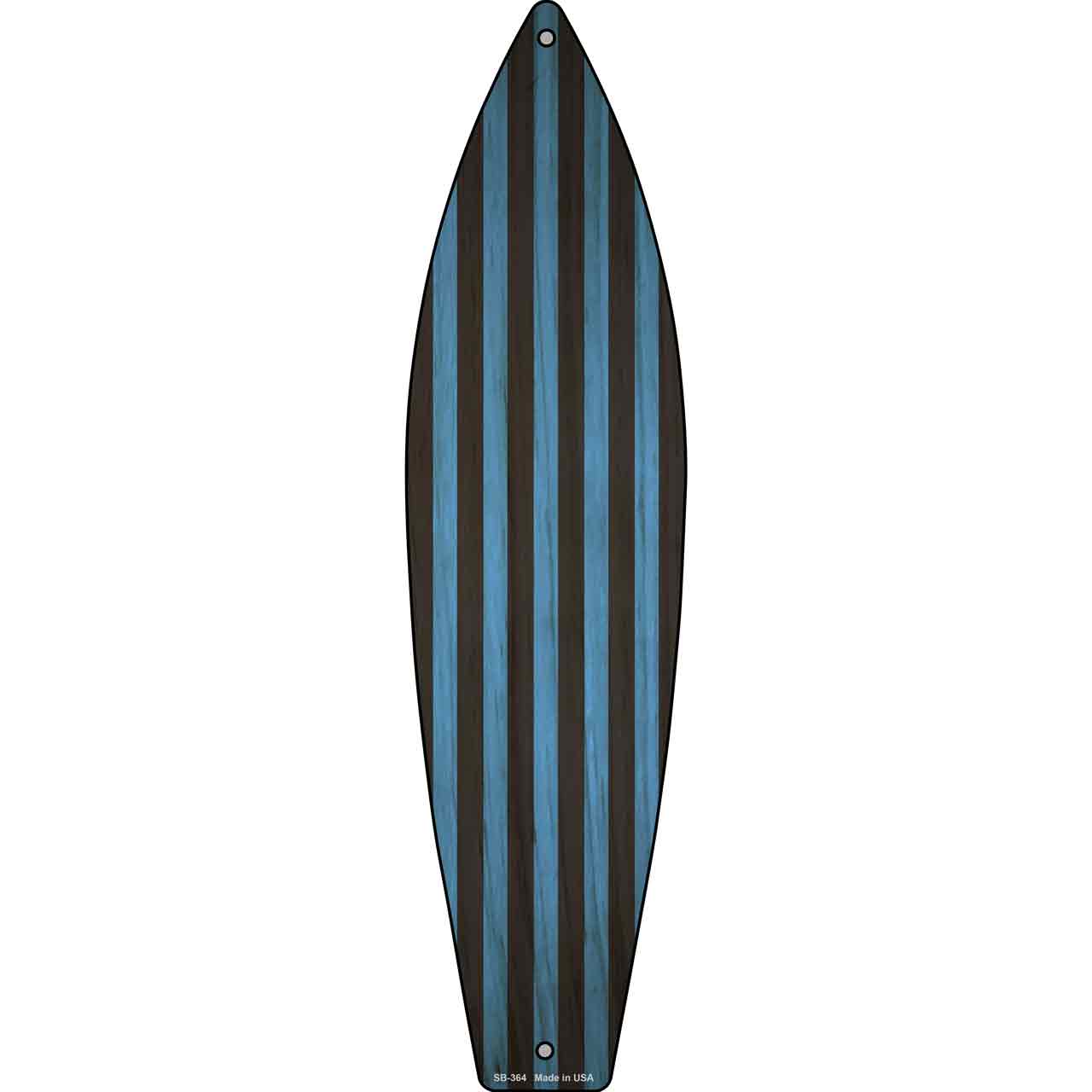 Blue And Black Striped Novelty Metal Surfboard Sign SB-364
