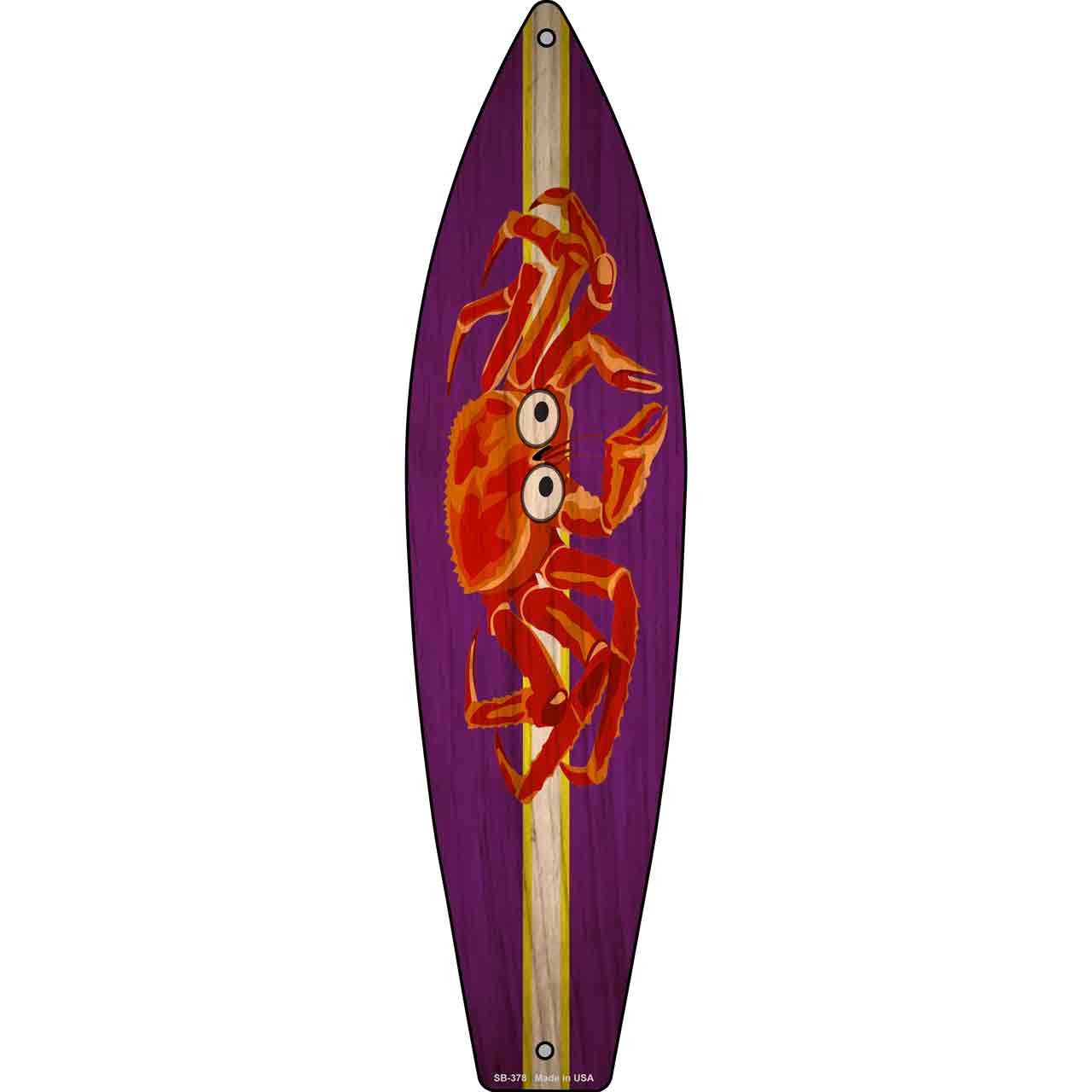 Crab Novelty Metal Surfboard Sign SB-378