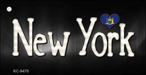 New York Flag Script Novelty Aluminum Key Chain KC-9470