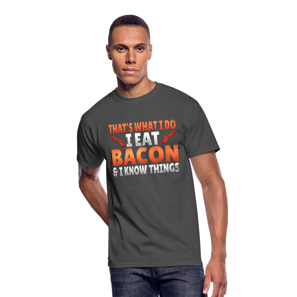 Funny I Eat Bacon And Know Things Bacon Lover Men’s 50/50 T-Shirt - charcoal