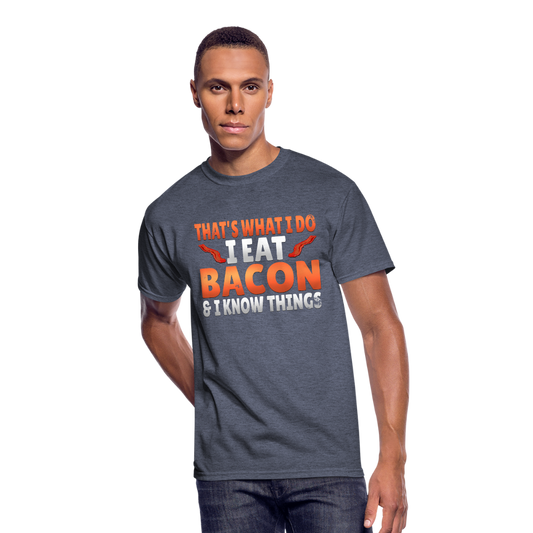 Funny I Eat Bacon And Know Things Bacon Lover Men’s 50/50 T-Shirt - navy heather
