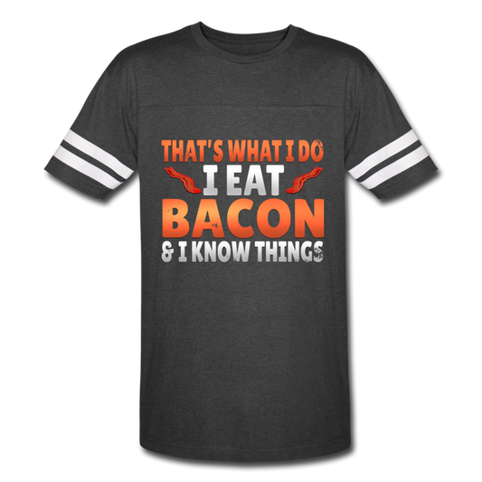 Funny I Eat Bacon And Know Things Bacon Lover Vintage Sport T-Shirt - vintage smoke/white