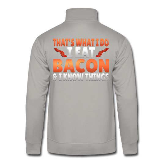 Funny I Eat Bacon And Know Things Bacon Lover Hanes Quarter Zip Pullover - light gray