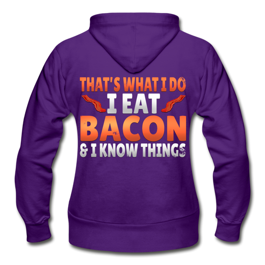 Funny I Eat Bacon And Know Things Bacon Lover Gildan Heavy Blend Women's Zip Hoodie - purple