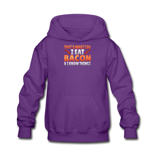 Funny I Eat Bacon And Know Things Bacon Lover Kids' Hoodie - purple