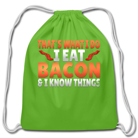Funny I Eat Bacon And Know Things Bacon Lover Cotton Drawstring Bag - clover
