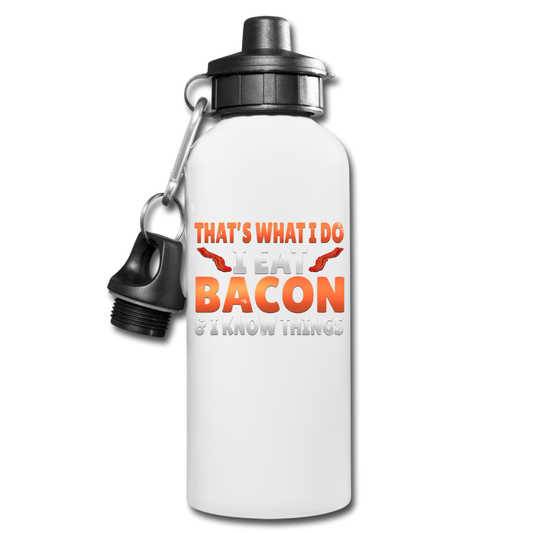 Funny I Eat Bacon And Know Things Bacon Lover Water Bottle - white