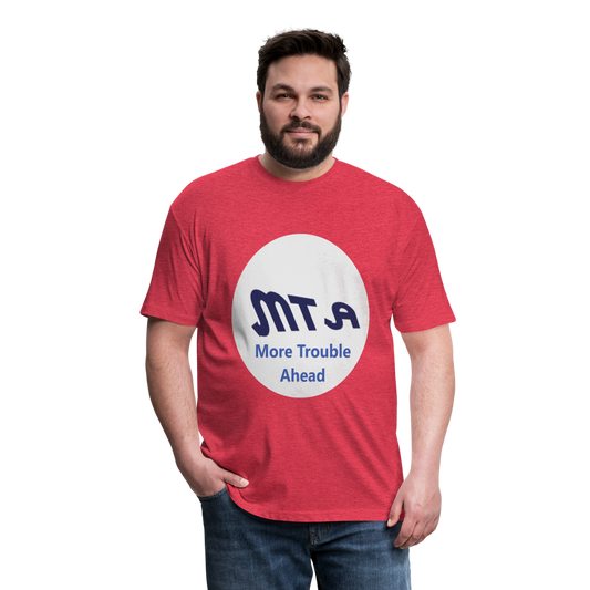 New York City Subway train funny Logo parody Fitted Cotton/Poly T-Shirt by Next Level - heather red