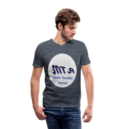 New York City Subway train funny Logo parody Men's V-Neck T-Shirt by Canvas - heather navy