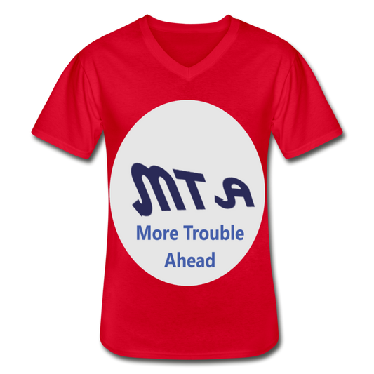 New York City Subway train funny Logo parody Men's V-Neck T-Shirt - red