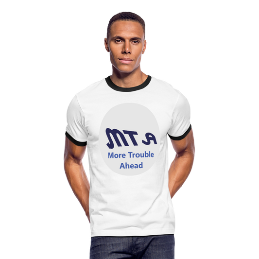 New York City Subway train funny Logo parody Men's Ringer T-Shirt - white/black