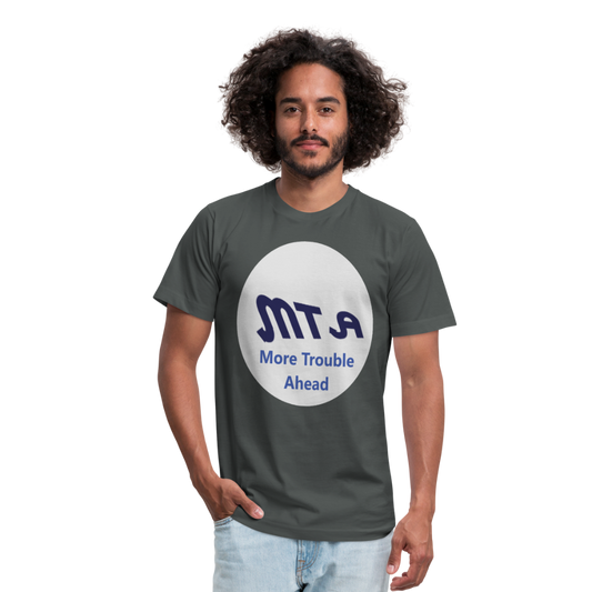 New York City Subway train funny Logo parody Unisex Jersey T-Shirt by Bella + Canvas - asphalt