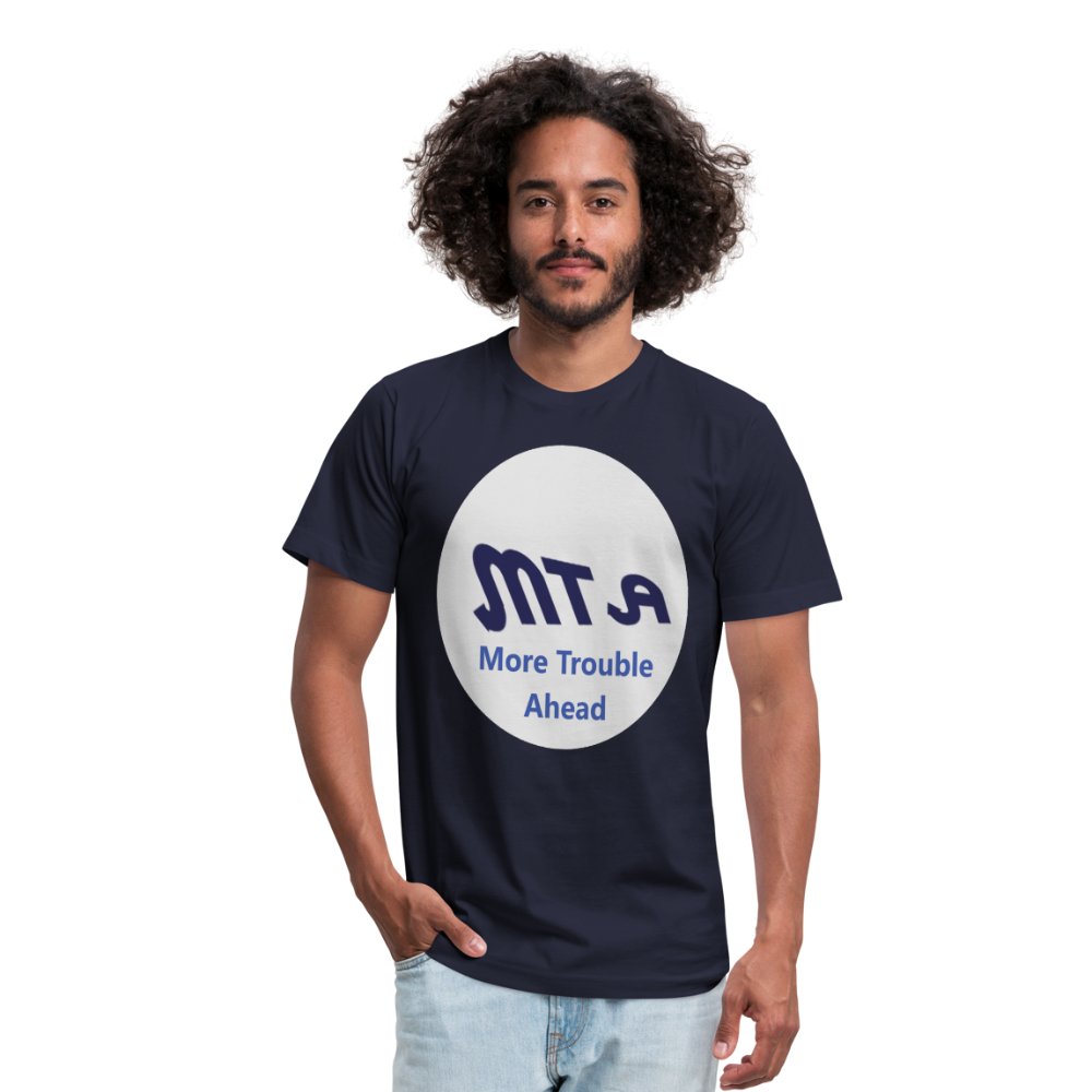 New York City Subway train funny Logo parody Unisex Jersey T-Shirt by Bella + Canvas - navy