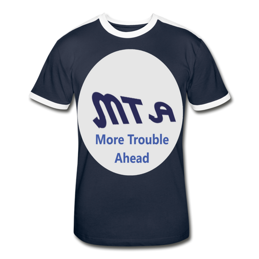 New York City Subway train funny Logo parody Men's Retro T-Shirt - navy/white