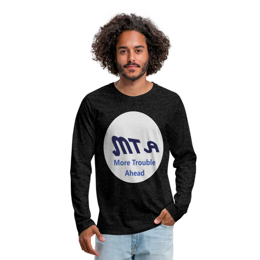 New York City Subway train funny Logo parody Men's Premium Long Sleeve T-Shirt - charcoal gray