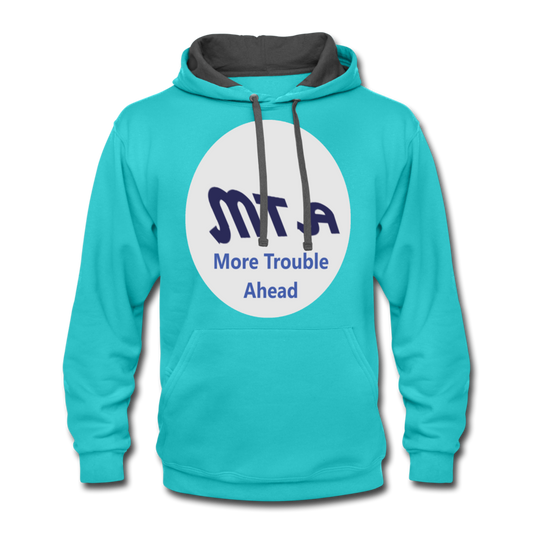New York City Subway train funny Logo parody Contrast Hoodie - scuba blue/asphalt