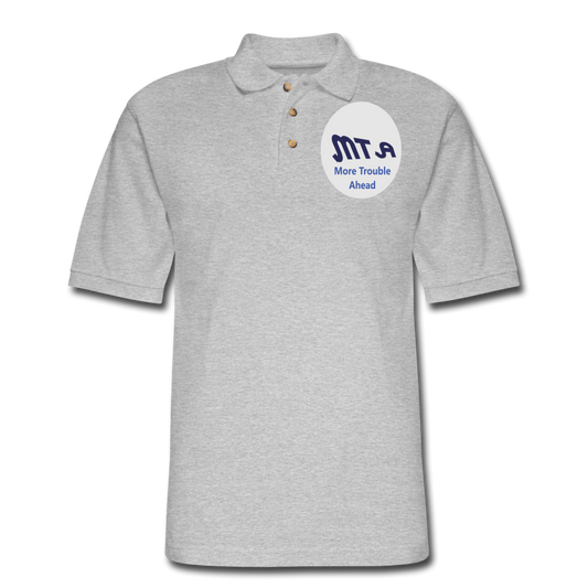 New York City Subway train funny Logo parody Men's Pique Polo Shirt - heather gray