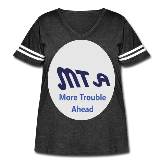 New York City Subway train funny Logo parody Women's Curvy Vintage Sport T-Shirt - vintage smoke/white