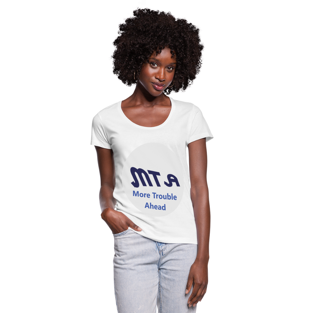 New York City Subway train funny Logo parody Women's Scoop Neck T-Shirt - white