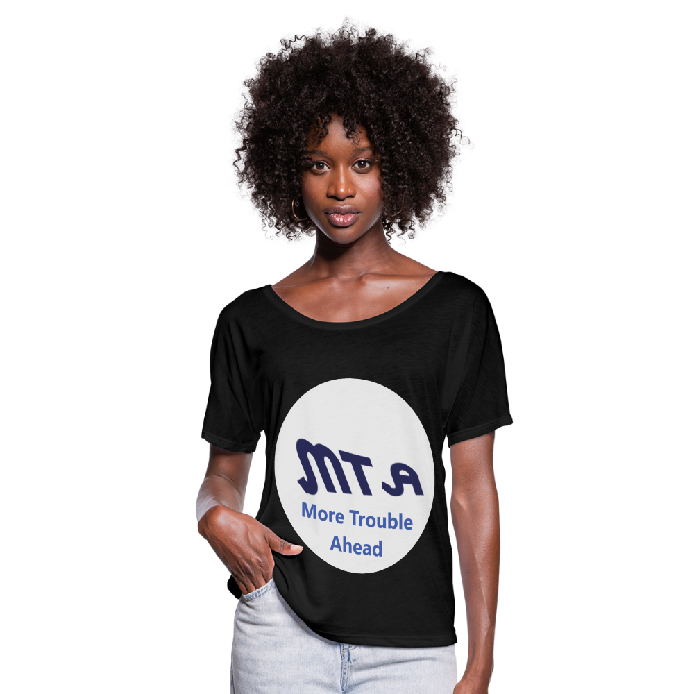 New York City Subway train funny Logo parody Women’s Flowy T-Shirt - black
