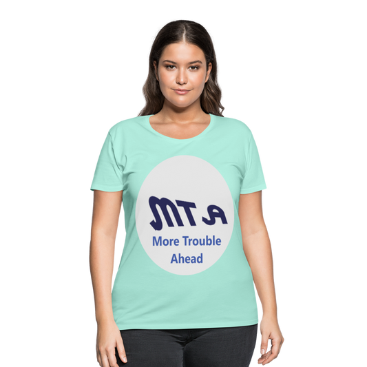 New York City Subway train funny Logo parody Women’s Curvy T-Shirt - mint