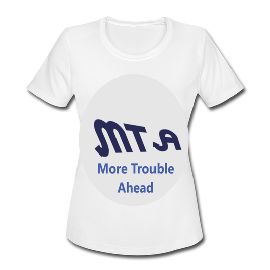New York City Subway train funny Logo parody Women's Moisture Wicking Performance T-Shirt - white