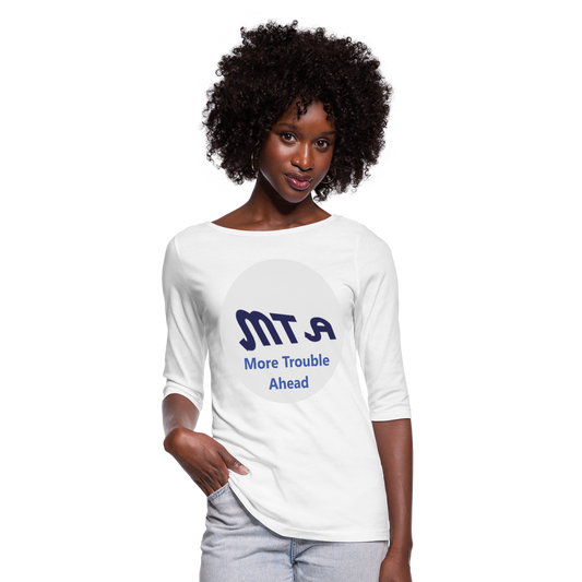 New York City Subway train funny Logo parody Women's 3/4 Sleeve Shirt - white