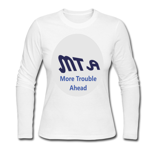 New York City Subway train funny Logo parody Women's Long Sleeve Jersey T-Shirt - white