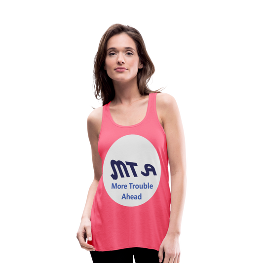 New York City Subway train funny Logo parody Women's Flowy Tank Top by Bella - neon pink