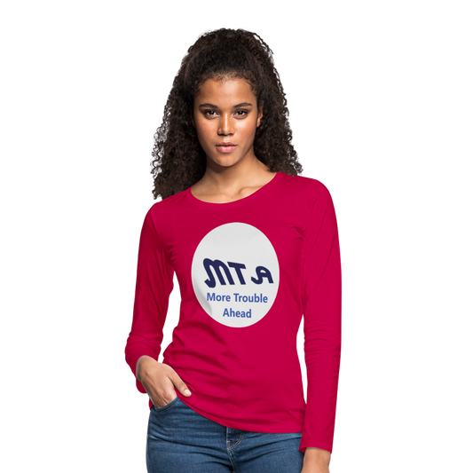 New York City Subway train funny Logo parody Women's Premium Long Sleeve T-Shirt - dark pink