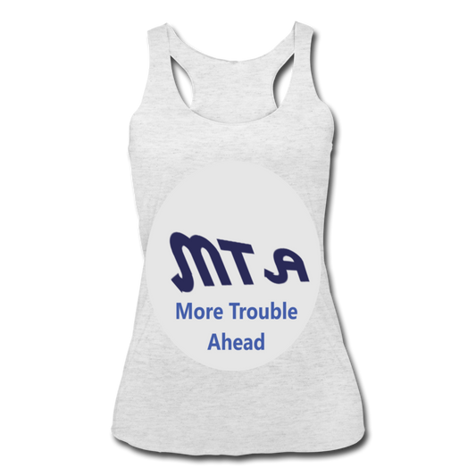 New York City Subway train funny Logo parody Women’s Tri-Blend Racerback Tank - heather white