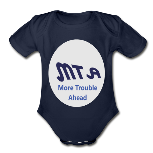 New York City Subway train funny Logo parody Organic Short Sleeve Baby Bodysuit - dark navy