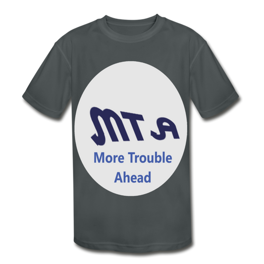 New York City Subway train funny Logo parody Kids' Moisture Wicking Performance T-Shirt - charcoal