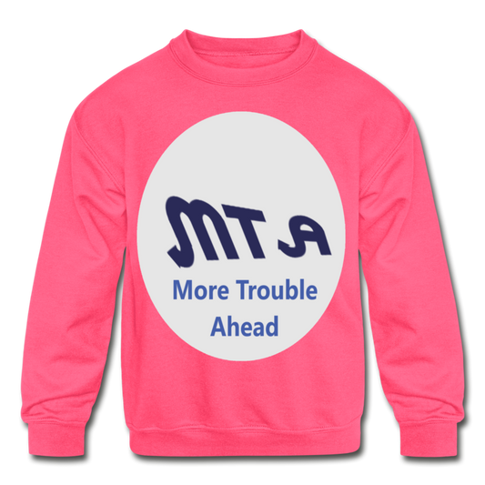 New York City Subway train funny Logo parody Kids' Crewneck Sweatshirt - neon pink