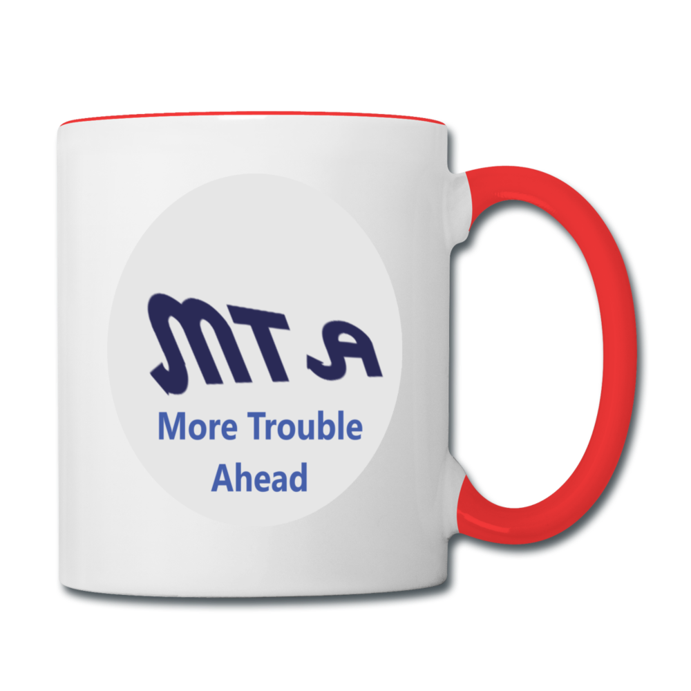 New York City Subway train funny Logo parody Contrast Coffee Mug - white/red