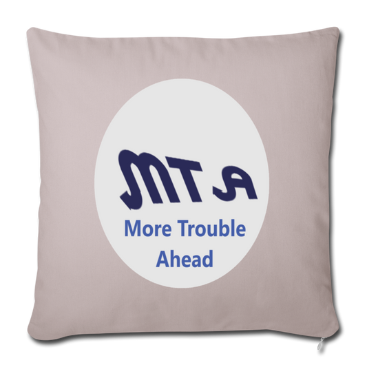 New York City Subway train funny Logo parody Throw Pillow Cover 18” x 18” - light taupe
