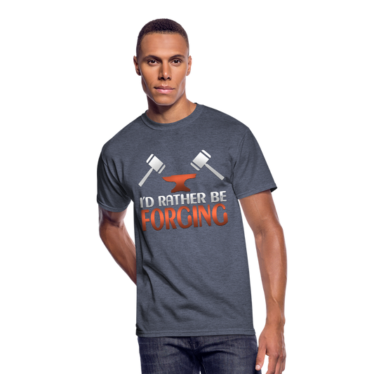 I'd Rather Be Forging Blacksmith Forge Hammer Men’s 50/50 T-Shirt - navy heather