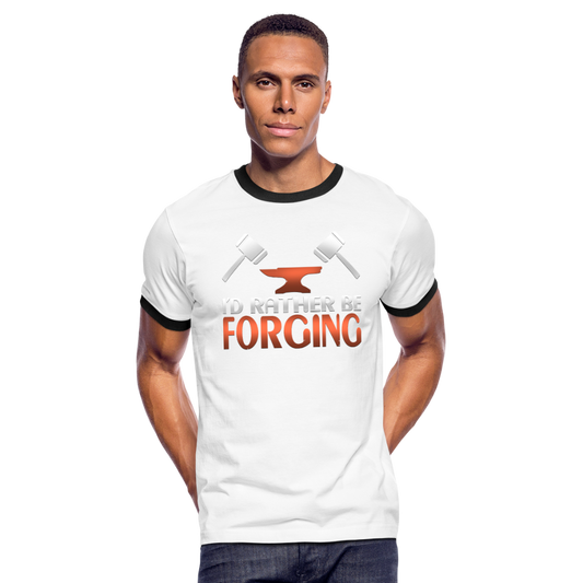 I'd Rather Be Forging Blacksmith Forge Hammer Men's Ringer T-Shirt - white/black