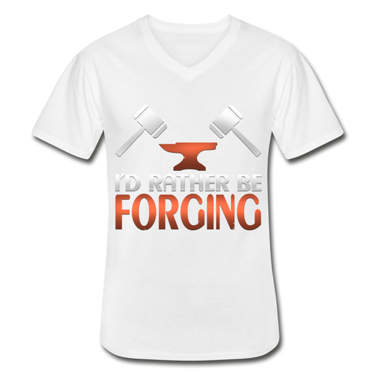I'd Rather Be Forging Blacksmith Forge Hammer Men's V-Neck T-Shirt - white