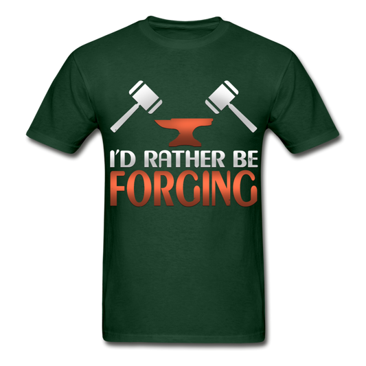 I'd Rather Be Forging Blacksmith Forge Hammer Gildan Ultra Cotton Adult T-Shirt - forest green