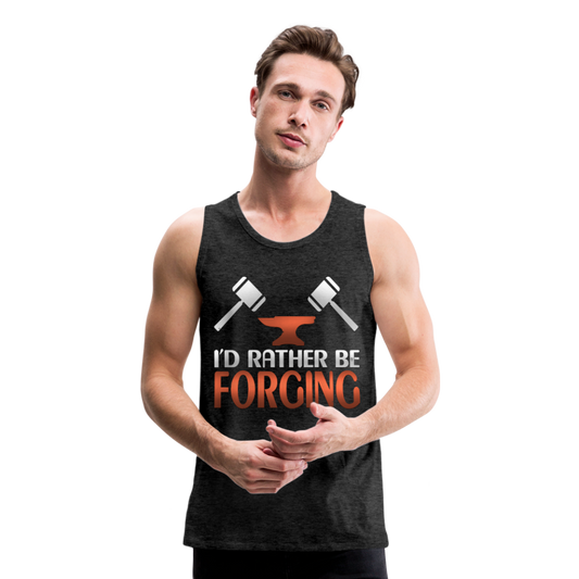 I'd Rather Be Forging Blacksmith Forge Hammer Men’s Premium Tank - charcoal gray
