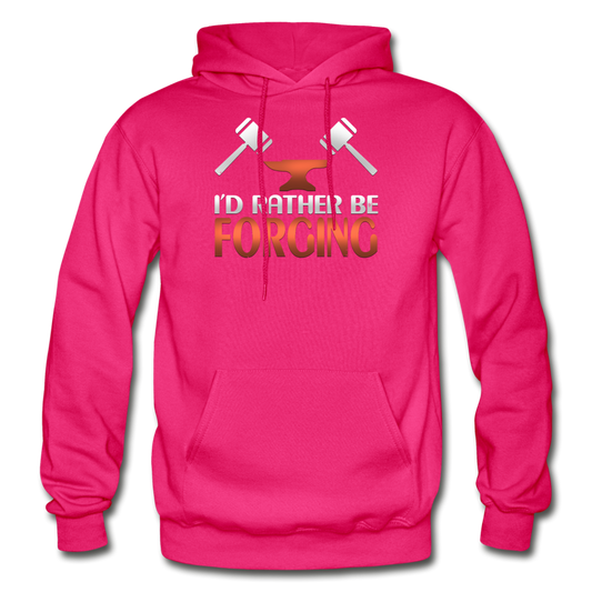 I'd Rather Be Forging Blacksmith Forge Hammer Gildan Heavy Blend Adult Hoodie - fuchsia