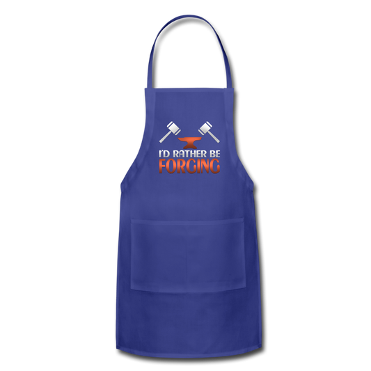I'd Rather Be Forging Blacksmith Forge Hammer Adjustable Apron - royal blue