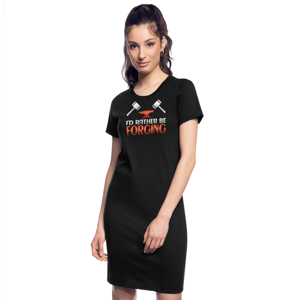 I'd Rather Be Forging Blacksmith Forge Hammer Women's T-Shirt Dress - black