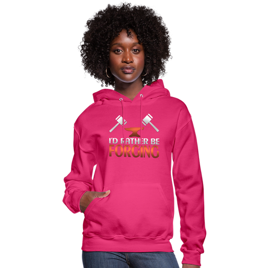 I'd Rather Be Forging Blacksmith Forge Hammer Women's Hoodie - fuchsia