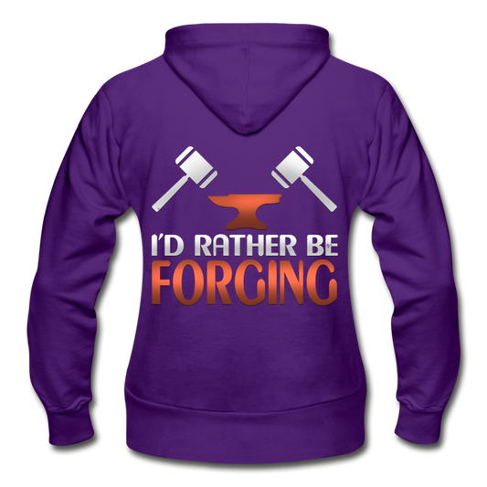 I'd Rather Be Forging Blacksmith Forge Hammer Gildan Heavy Blend Women's Zip Hoodie - purple